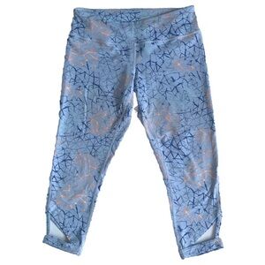 Zella Printed Light Blue Cropped Leggings Sz M